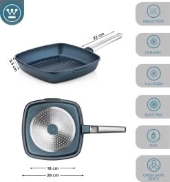Westinghouse Performance Series - Grillpan Inductie 28cm - Luxe Grillpan - Blauw - Steakpan - Geschikt Voor Alle Warmtebronnen Inclusief Inductie En Ovenbestendig -Kookpannen Verkoopwinkel 1120x1200 7