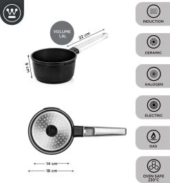Westinghouse Performance Series - Steelpan Inductie 18cm - Zwart - Geschikt Voor Alle Warmtebronnen Inclusief Inductie En Ovenbestendig - Sauspan -Kookpannen Verkoopwinkel 1120x1200 8