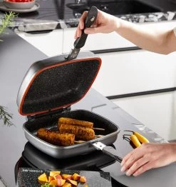 Herenthal Dubbele Grillpan - Ø 28 Cm - Koekenpan - Keramische Pan - Marmeren Coating Met Antiaanbaklaag - PFAS & PFOA Vrij - Pan - Grill - Vermindert Geur, Rook En Oliespatten - Zilver -Kookpannen Verkoopwinkel 1132x1200 3