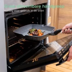 Coninx Grillpan 28CM - Steakpan - Afneembare Handgreep - PFAS-vrij - Grijs -Kookpannen Verkoopwinkel 1198x1200 14
