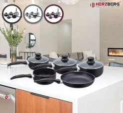 Herzberg HG-5003BK: 8 Pieces Marble Cookware Set - Black -Kookpannen Verkoopwinkel 1200x1109 1