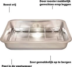 YUGN Braadslede Ovenschaal Braadslee Oven - Braadslede Met Rooster Voor Ovengerechten - Roestvrijstaal En 36x27x7CM - Cadeau Tip -Kookpannen Verkoopwinkel 1200x1124 3