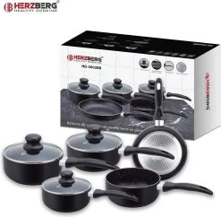 Herzberg HG-5003BK: 8 Pieces Marble Cookware Set - Black -Kookpannen Verkoopwinkel 1200x1175 1