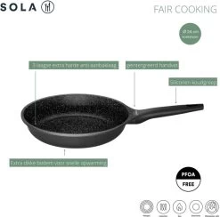 Sola - Fair Cooking Zwart/wit Greblon Anti Aanbaklaag -Kookpannen Verkoopwinkel 1200x1184