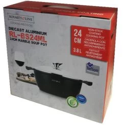 Royalty Line - Marble Soep/braadpan - Met Glazen Deksel Zwart - 24 CM. RL-BS24ML -Kookpannen Verkoopwinkel 1200x1190