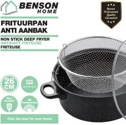 Benson Frituurpan Met Korf - Ø 26 Cm - Carbonstaal Met Marmer Coating -Kookpannen Verkoopwinkel 1200x1192 1