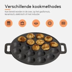 Ocina Poffertjespan – Combo Pack – 19 Poffertjes – Poffertjesmaker – Poffertjespan Inductie – Poffertjespan Electrisch – Gietijzeren Pan - Inclusief Doseerfles, Handvaten, 6x Poffertjesvorken En Invetkwast – Gratis Receptenboek -Kookpannen Verkoopwinkel 1200x1200 243