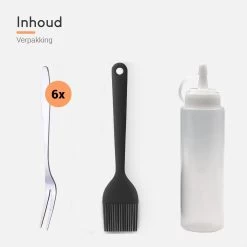 Ocina Poffertjespan Accessoires Set - Doseerfles - Poffertjes Spuitfles - 6x Poffertjes Vork - Kwast - Siliconen Kwast - Bakkwast - Gratis Poffertjes E-Book -Kookpannen Verkoopwinkel 1200x1200 343