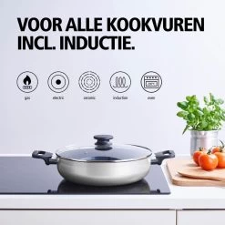 BRABANTIA INDU+ Hapjespan - Keramische Antiaanbaklaag - Met Deksel - Ø 28 Cm - Inductie - Pfas Vrij -Kookpannen Verkoopwinkel 1200x1200 460