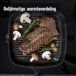 Daumonet Auguste Noir Gietijzeren Grillpan - Steakpan Zwart - PFAS & PFOA Vrij - Vierkant Met Schenktuit - 23,5 Cm - 2 Liter - Emaille - Alle Warmtebronnen - Elektrisch - Gas - Halogeen - Inductie - Keramisch -Kookpannen Verkoopwinkel 1200x1200 513