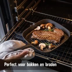Daumonet Auguste Noir Gietijzeren Grillpan - Steakpan Zwart - PFAS & PFOA Vrij - Vierkant Met Schenktuit - 23,5 Cm - 2 Liter - Emaille - Alle Warmtebronnen - Elektrisch - Gas - Halogeen - Inductie - Keramisch -Kookpannen Verkoopwinkel 1200x1200 514