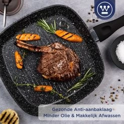 Westinghouse Grillpan - Ø 28 Cm - Zwart Marmer - Geschikt Voor Alle Warmtebronnen Inclusief Inductie - Steakpan Met Antiaanbaklaag- Aluminium -Kookpannen Verkoopwinkel 1200x1200 523