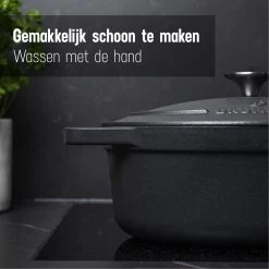 Gietijzeren Braadpan - Sudderpan Zwart Van Daumonet - Ovaal - Ø 29 Cm - 3 Liter - 100% PFAS & PFOA Vrij - Emaille - Geschikt Voor Alle Warmtebronnen - Elektrisch - Gas - Halogeen - Inductie - Keramisch - Vaatwasserbestendig -Kookpannen Verkoopwinkel 1200x1200 601