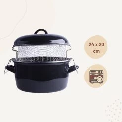 Orange85 Frituurpan - Zwart - Inductie - Emaille - Diameter 24 Cm - Met Draadmand - 3,5 Liter -Kookpannen Verkoopwinkel 1200x1200 712