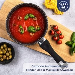 Westinghouse Steelpan Inductie - Ø 18 Cm - Zwart Marmer - Met Deksel - Sauspan -Kookpannen Verkoopwinkel 1200x1200 750