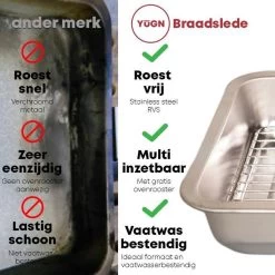 YUGN COMBI Set Braadslede Ovenschaal Combi Braadslee Oven Set - 2x Braadslede Met Rooster Voor Ovengerechten - 36x27x7CM En 40x30x7CM En Inclusief Bakkwast - Cadeau- Cadeautip -Kookpannen Verkoopwinkel 1200x1200 780