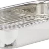 Relaxdays Braadslede Met Rooster - Edelstaal - Ovenschaal - Braadpan - Braadslee - Zilver - L