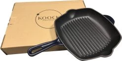 Koock Amsterdam® Grillpan - Geëmailleerd Gietijzer - Geschikt Voor Alle Warmtebronnen - Mat Blauw -Kookpannen Verkoopwinkel 1200x602