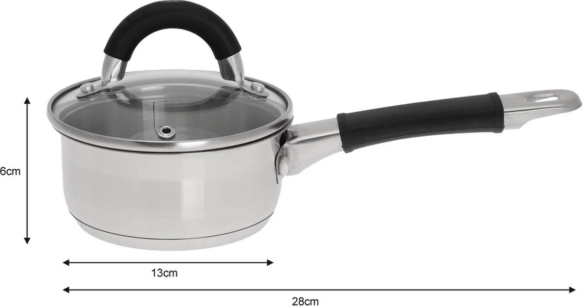 Kinghoff - Steelpan Met Deksel - Rvs - 0,5 Liter 2 Kinghoff - Steelpan Met Deksel - Rvs - 0,5 Liter - Afbeelding 2