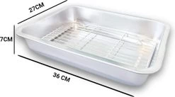 YUGN COMBI Set Braadslede Ovenschaal Combi Braadslee Oven Set - 2x Braadslede Met Rooster Voor Ovengerechten - 36x27x7CM En 40x30x7CM En Inclusief Bakkwast - Cadeau- Cadeautip -Kookpannen Verkoopwinkel 1200x666 8