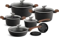 Edënbërg Black Line - 12-delige Luxe Pannenset Van Gesmeed Aluminium