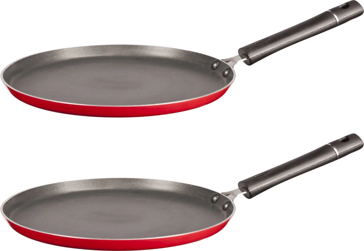 Aluminium Professionele Rode Pannekoekenpan Met Anti-aanbak Laag 24 Cm 2 Aluminium Professionele Rode Pannekoekenpan Met Anti-aanbak Laag 24 Cm - Afbeelding 2
