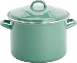 Lite-Body Magnus Soeppan/Stamppotpan Met Deksel - 24cm/8l - Emaille - Olijf Groen