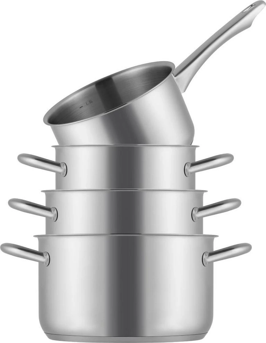 Sola Pannenset Blizz - 4 Delig - Ø Cm - Zilver - RVS - Sandwichbodem 12 Sola Pannenset Blizz - 4 Delig - Ø Cm - Zilver - RVS - Sandwichbodem - Afbeelding 12